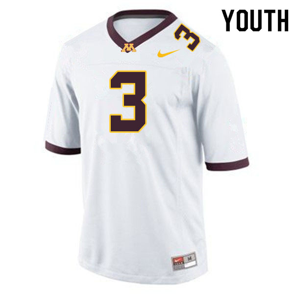Youth #3 MJ Anderson Minnesota Golden Gophers College Football Jerseys Sale-White - Click Image to Close